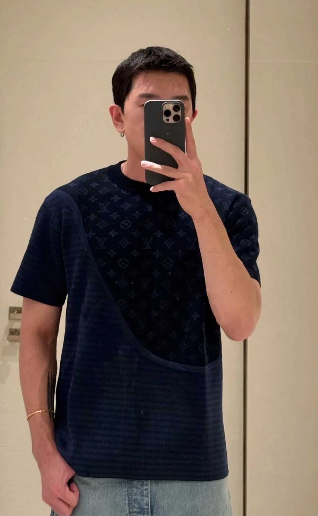 Louis Vuitton/Louis Vuitton 25ss dark pattern old flower jacquard knitted short sleeves